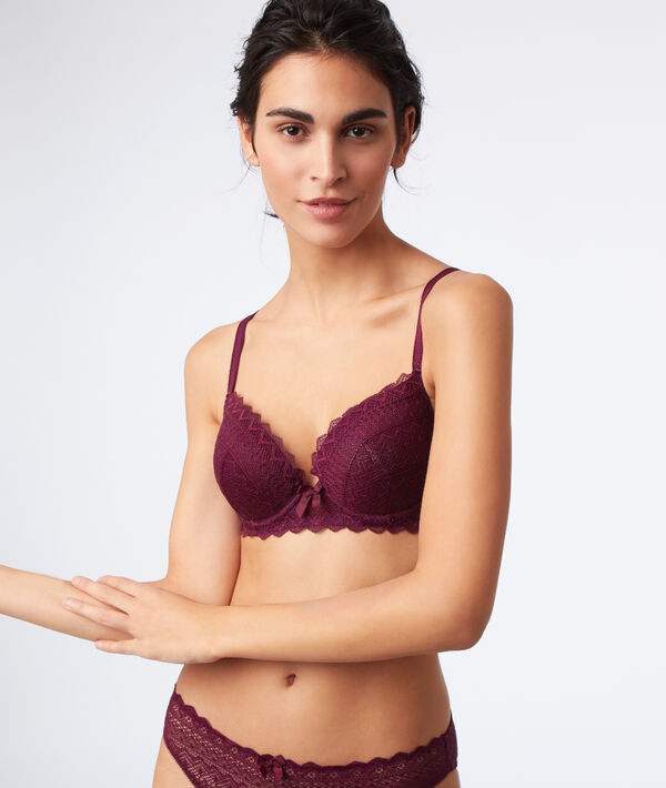 Soutien-gorge n°1 - magic up en dentelle prune.