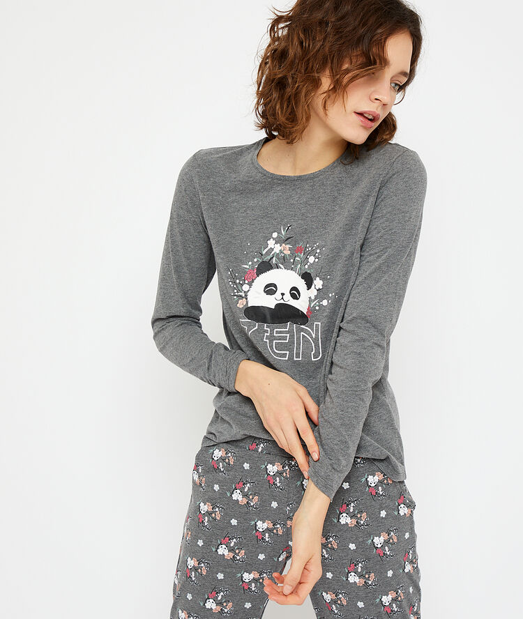 Pyjama 3 pièces "zen" gris.