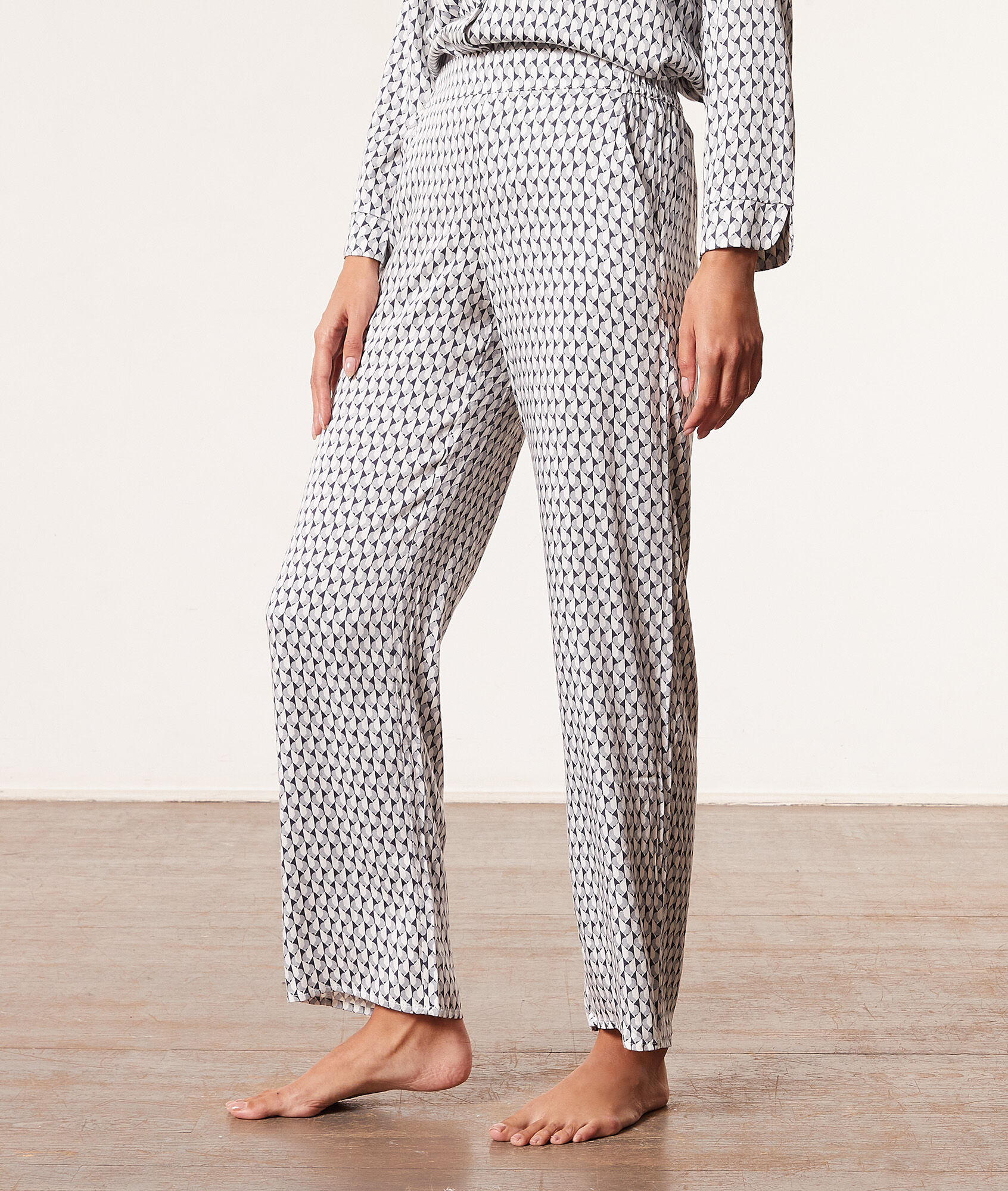Pantalon de pyjama imprimé - Circle - S - Ecru - Femme - Etam