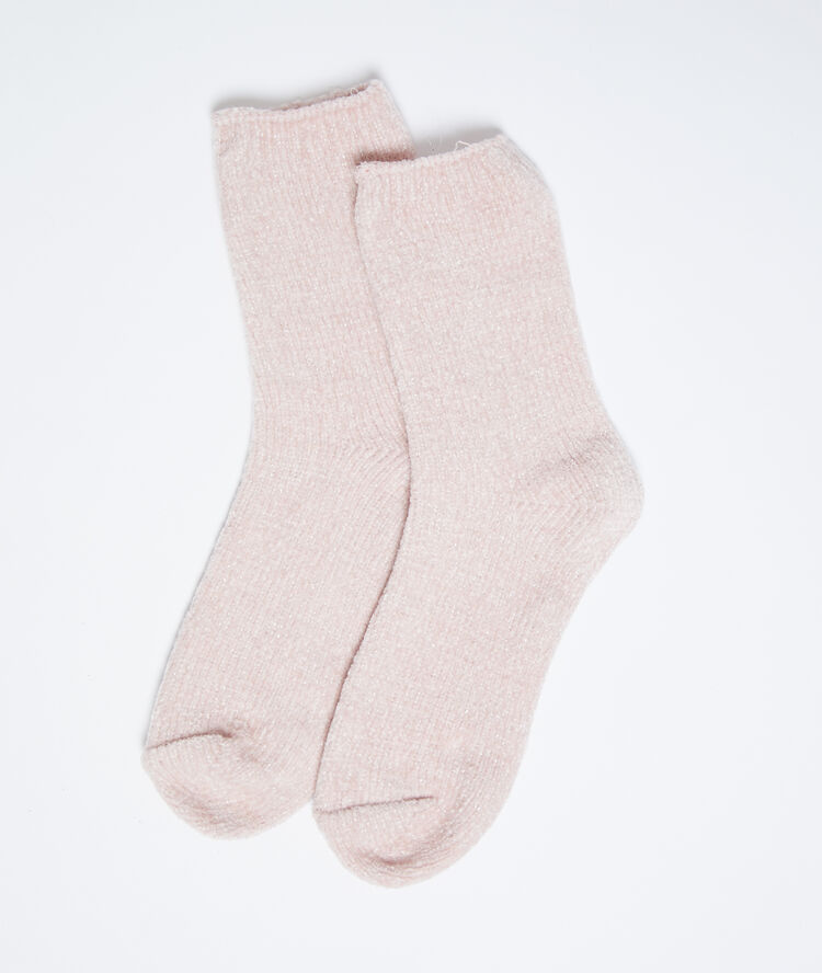 Chaussettes cocooning rose.