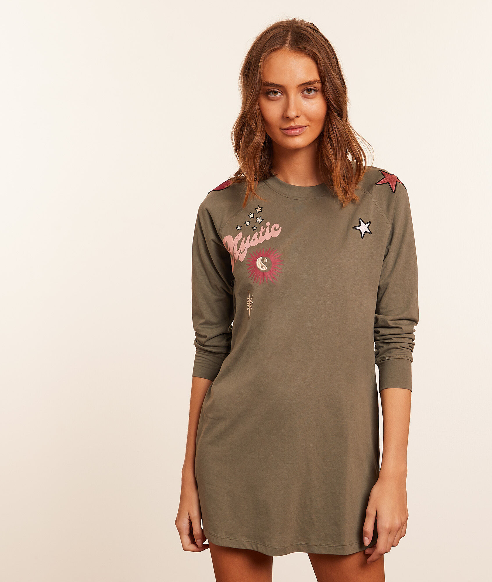 Chemise de nuit à manches longues - MARINE - KAKI - ETAM