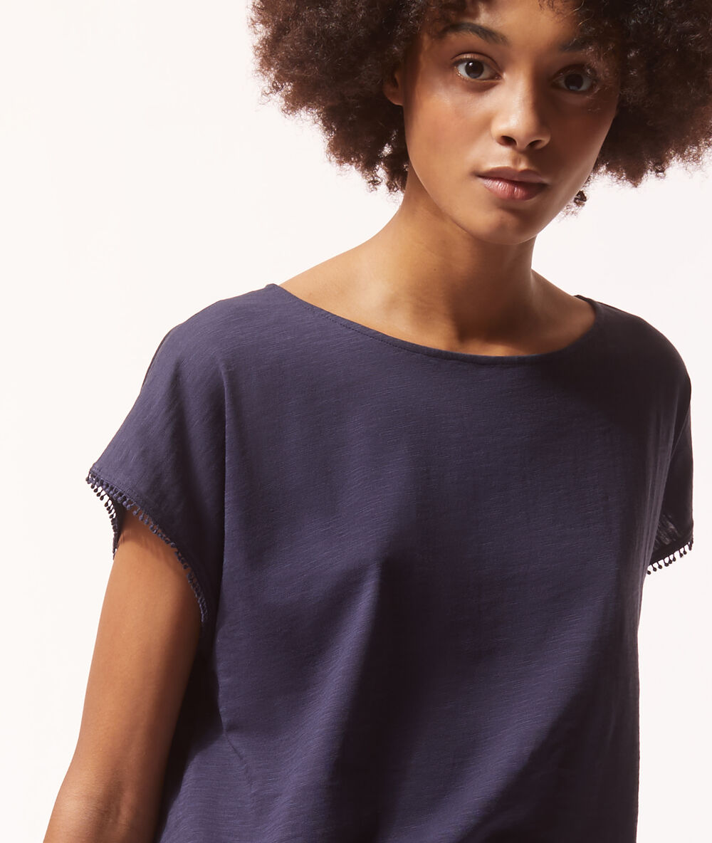 Top manches courtes indigo.