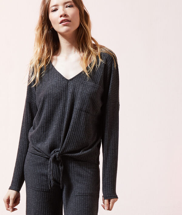 Top côtelé loungewear Top côtelé loungewear;${refinementColor}
