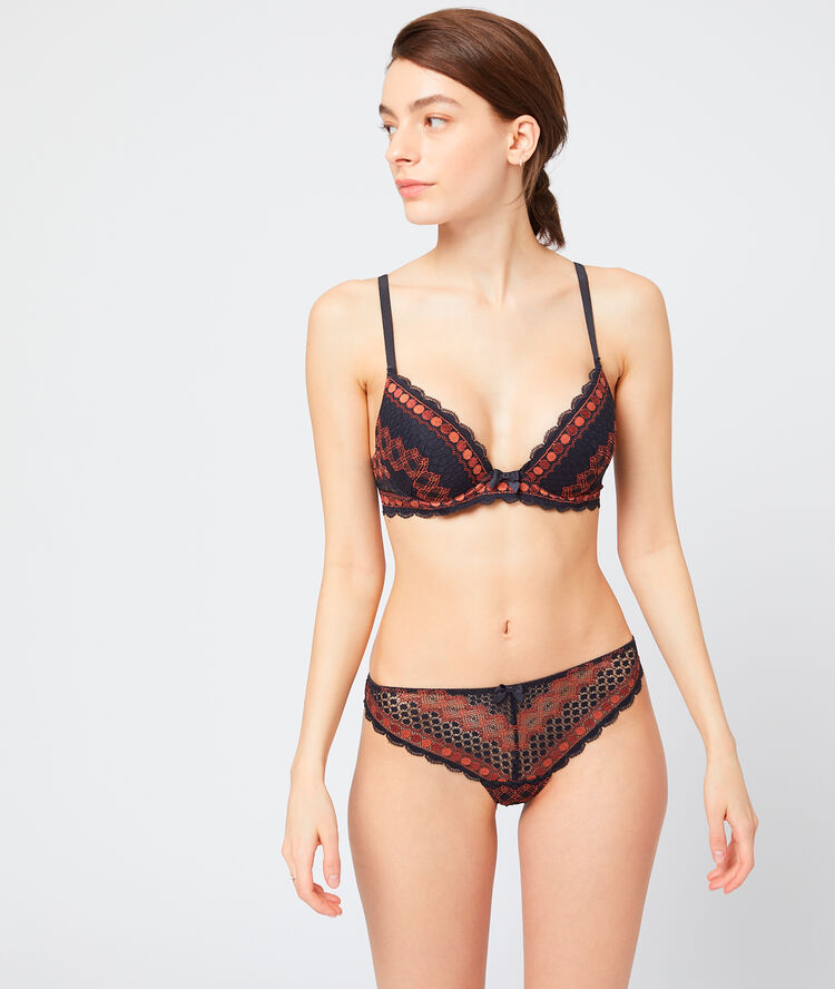 Soutien-gorge n°2 - push-up plongeant marine.