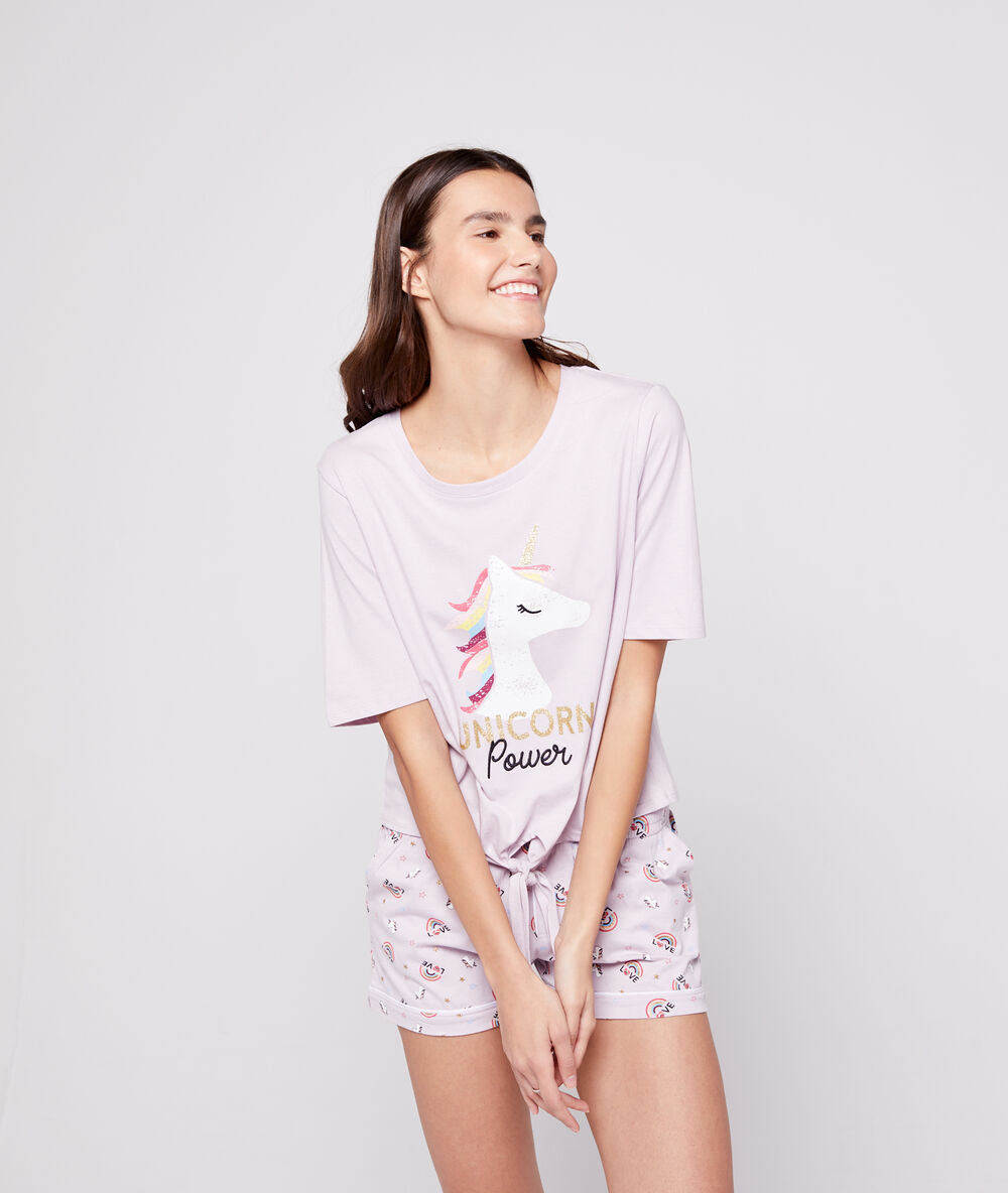 Top noué "unicorn power" parme.