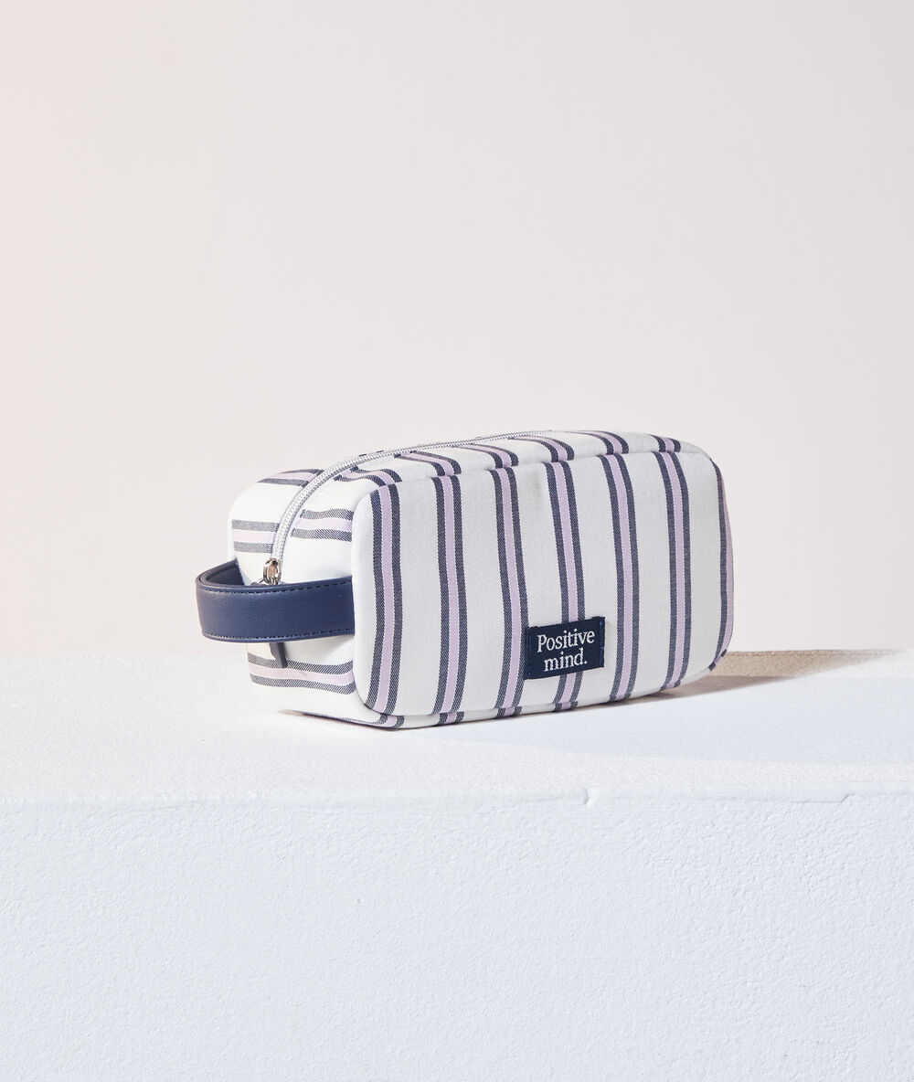 Trousse rayée "positive mind" multicolore.