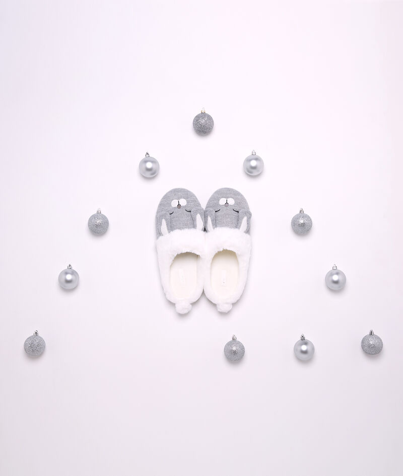 Chaussons Mules Lapin Edda Gris Etam