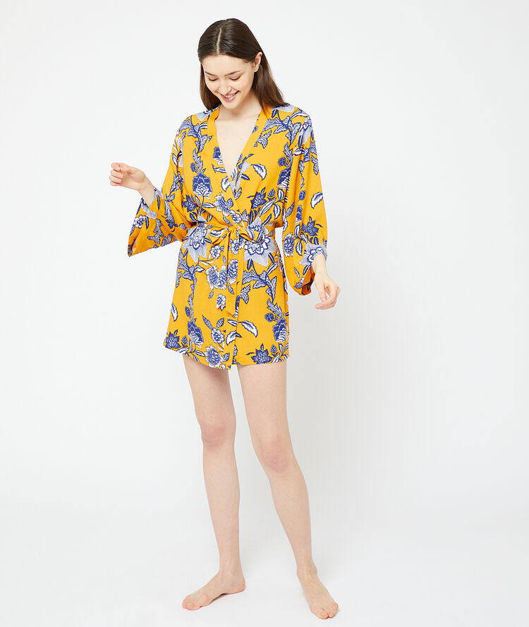 Kimono imprimé bouton d'or.