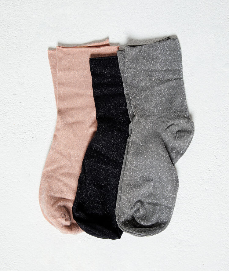 Coffret de 3 paires de chaussettes argent.