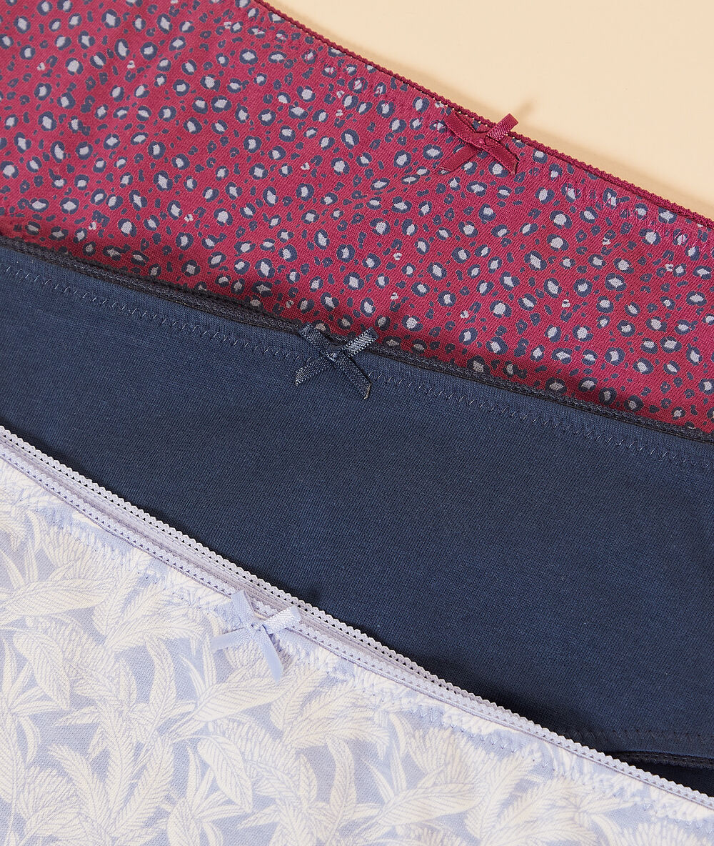 Lot de 3 shortys imprimés prune.