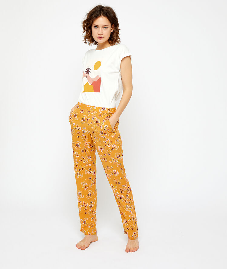 T-shirt imprimé en coton ecru.