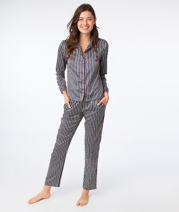 Chemise de pyjama satinée à rayures Chemise de pyjama satinée à rayures