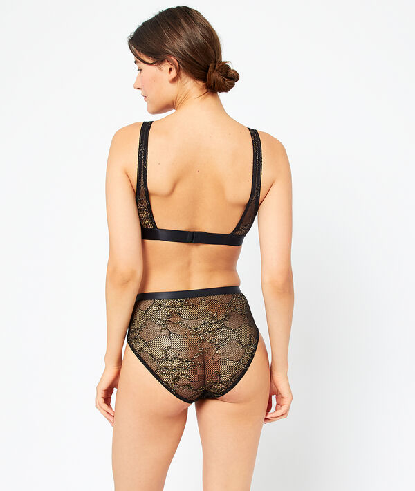 Culotte taille haute, dentelle métallisée Culotte taille haute, dentelle métallisée