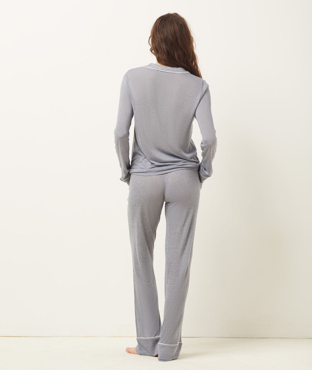 Pantalon large uni marine.