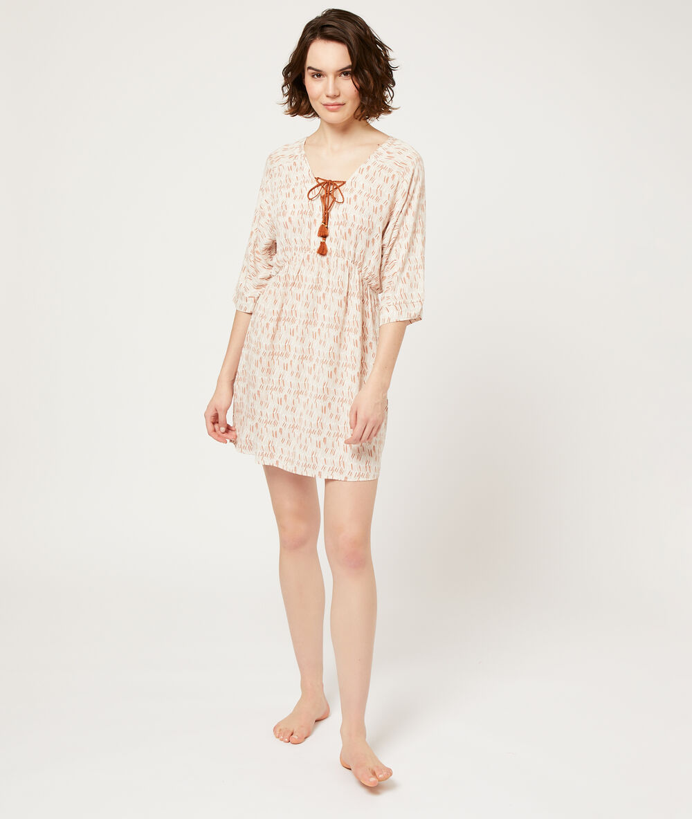 Chemise de nuit à pompons terracotta.