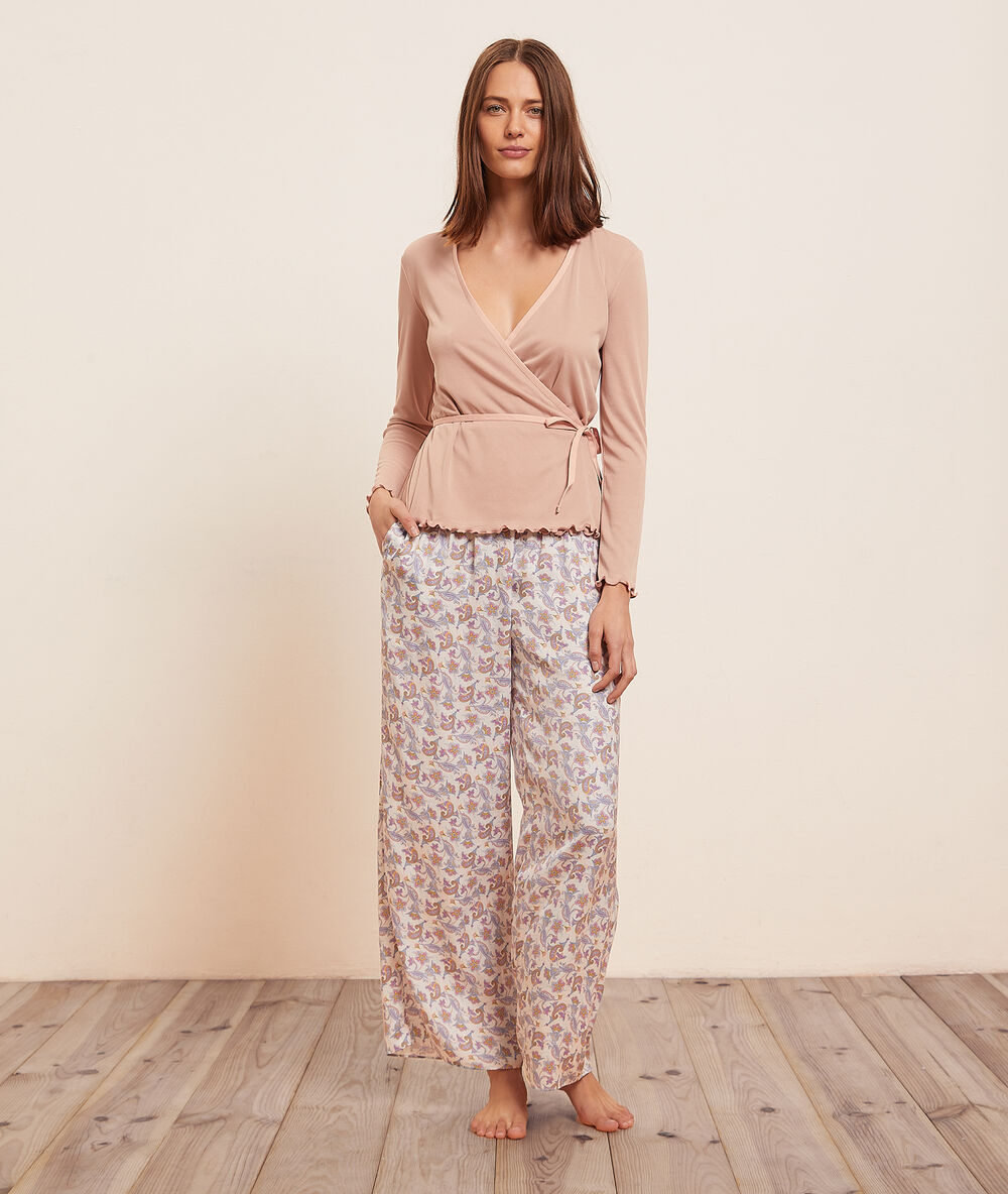 Pantalon de pyjama imprimé multicolore.