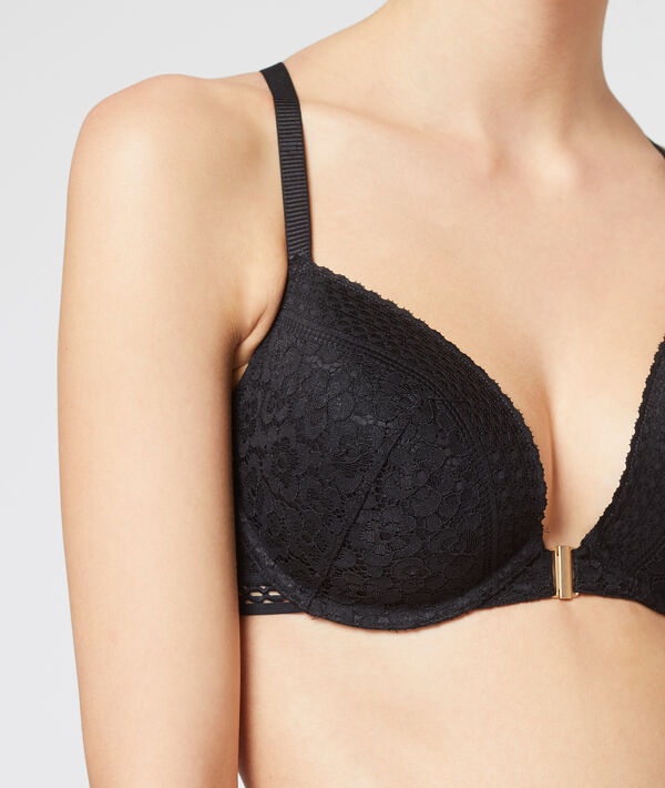 Soutien-gorge n°5 - coques fines dos travaillé noir.