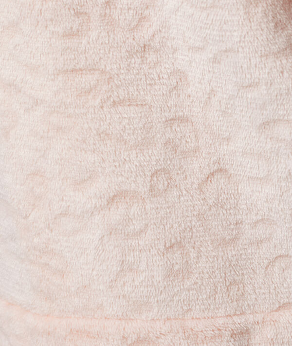 Veste à capuche en fausse fourrure pêche.