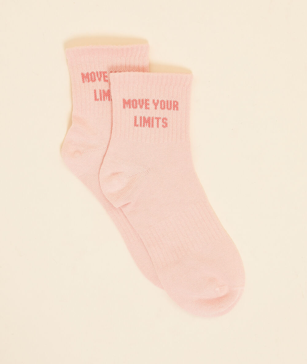 Chaussettes de sport "move your limits" rose poudre.