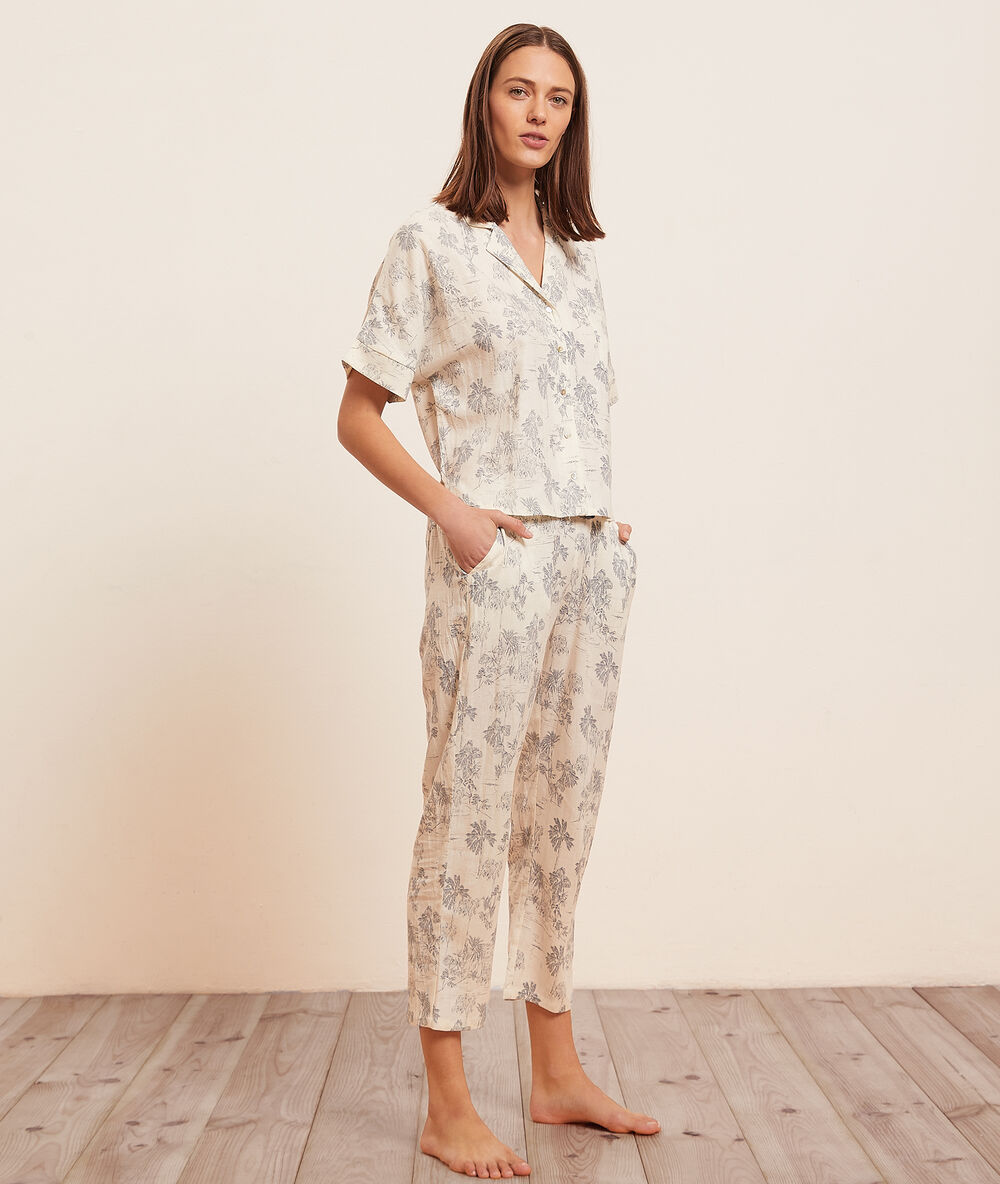 Chemise manches courtes imprimée marine.
