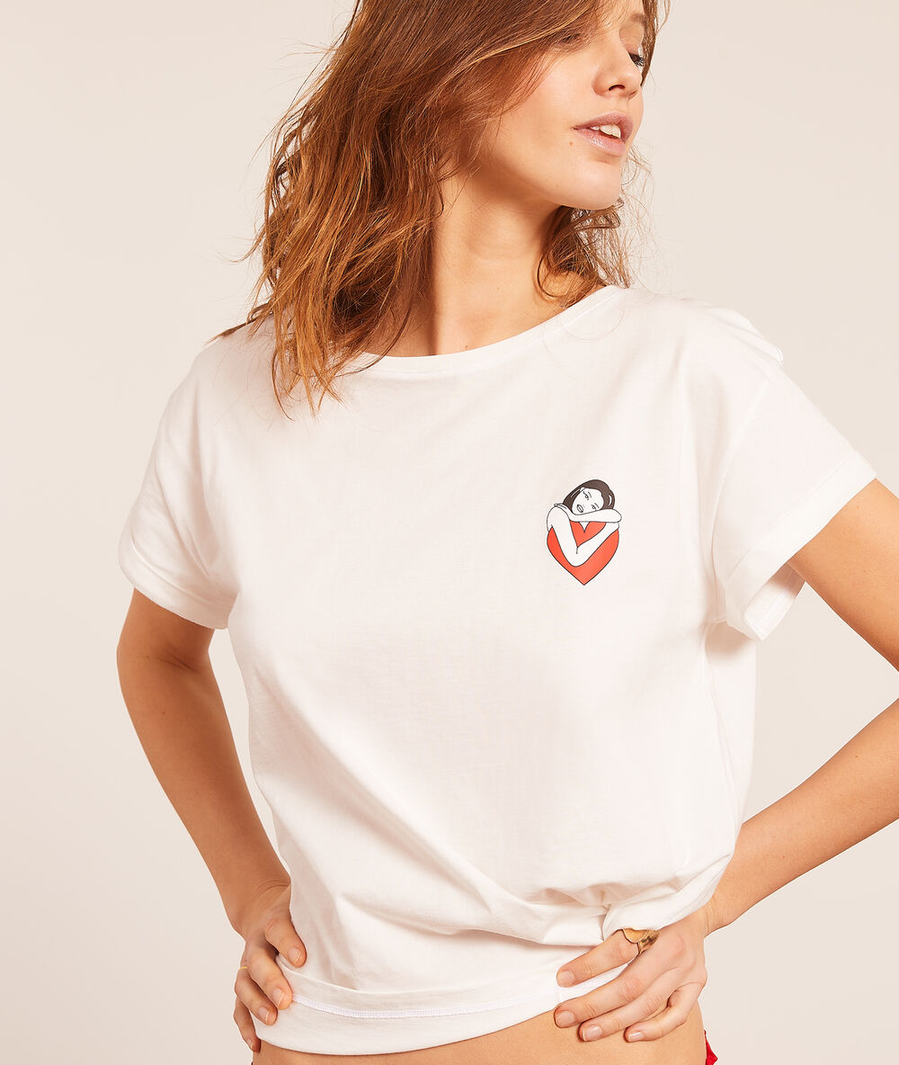 T-shirt tattoo "selflove" blanc.