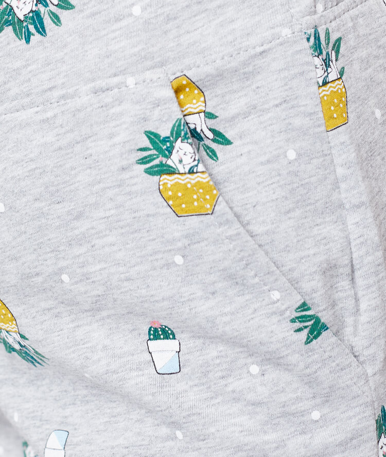 Short imprimé en coton bio gris.