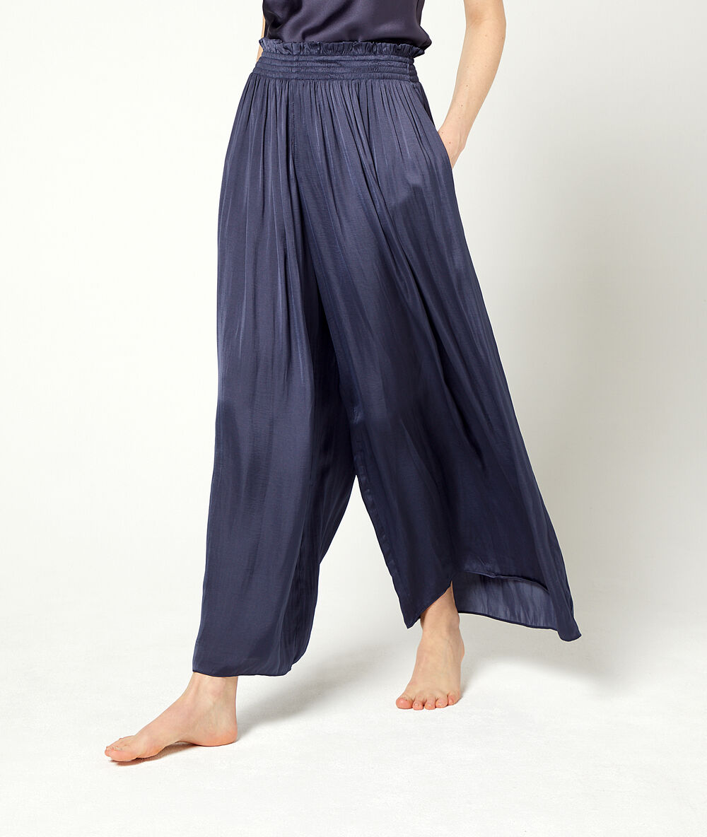 Pantalon ample ceinture smockée ancre.