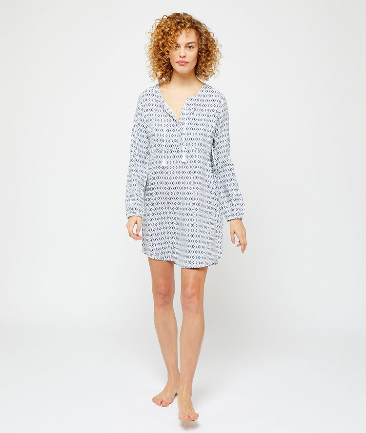 Chemise de nuit imprimée ecru.