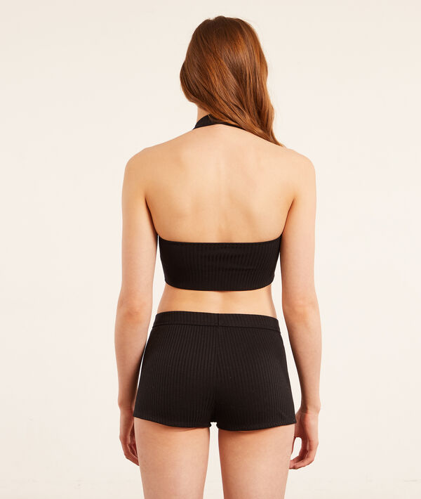 Crop top dos nu en maille côtelée Crop top dos nu en maille côtelée;${refinementColor}