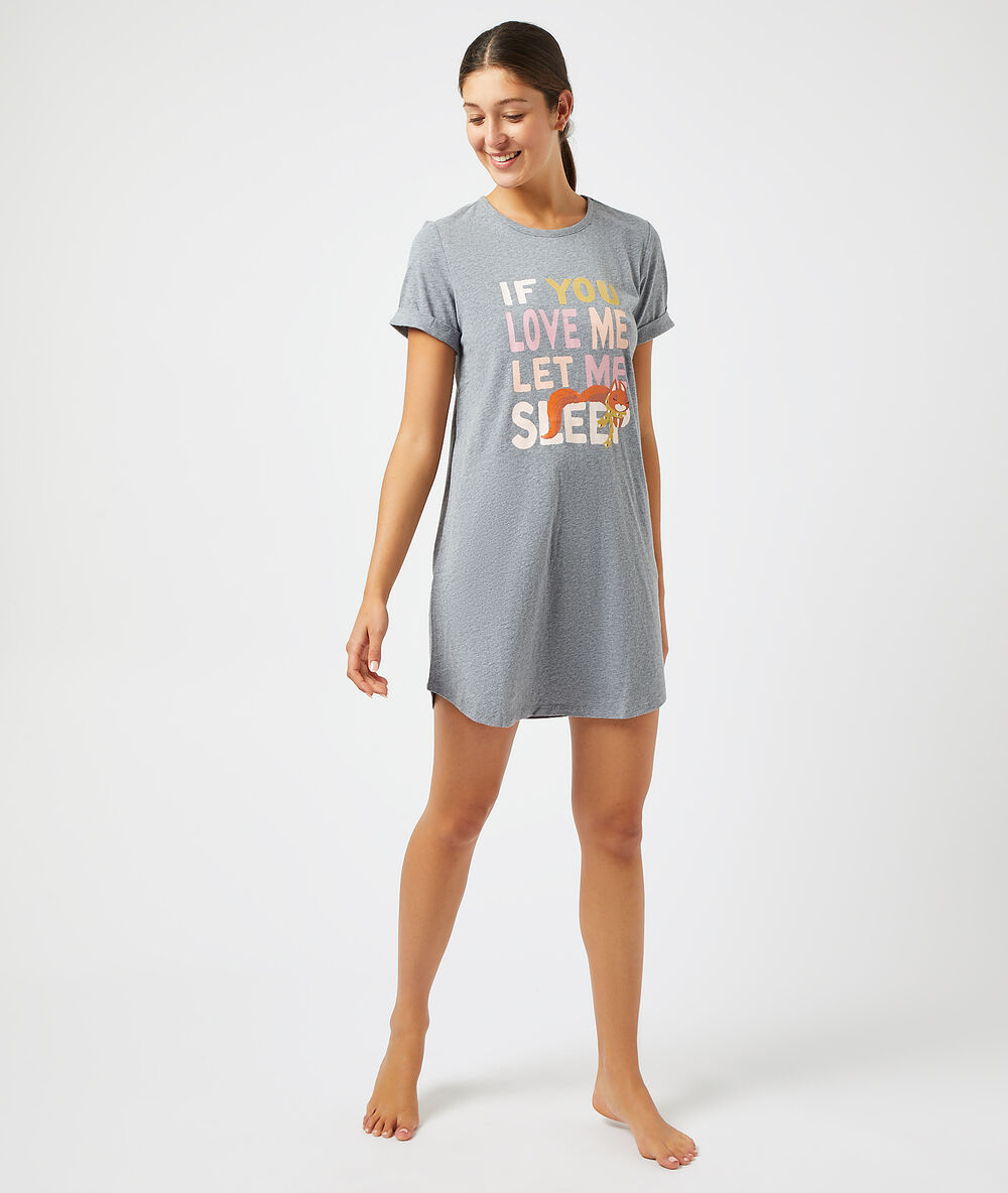 Chemise de nuit "if you love me let me sleep" gris.