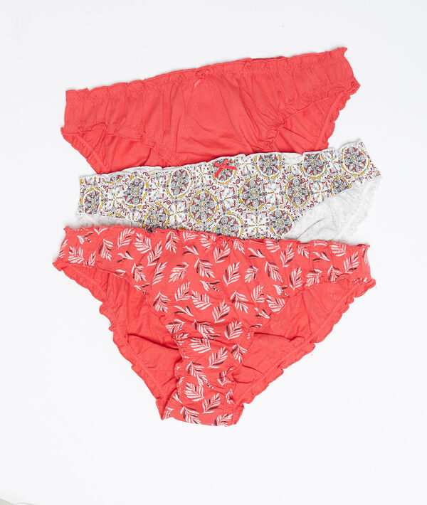 Lot de 3 culottes en coton rouge.