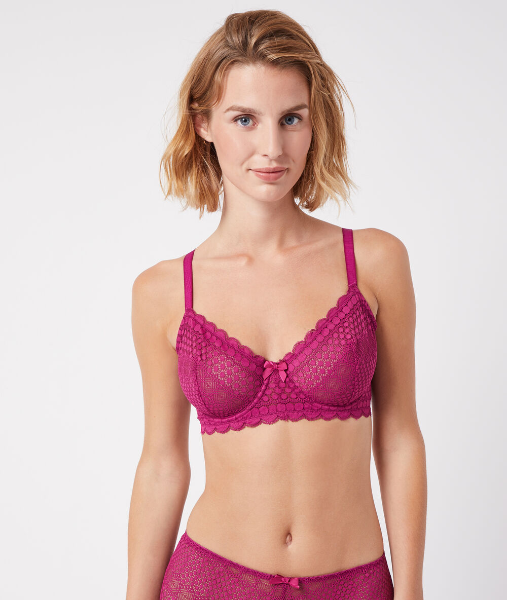 Soutien-gorge corbeille sans coques violet magenta.