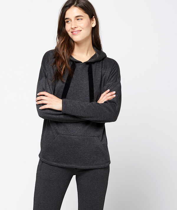 Sweat homewear à capuche liens velours Sweat homewear à capuche liens velours