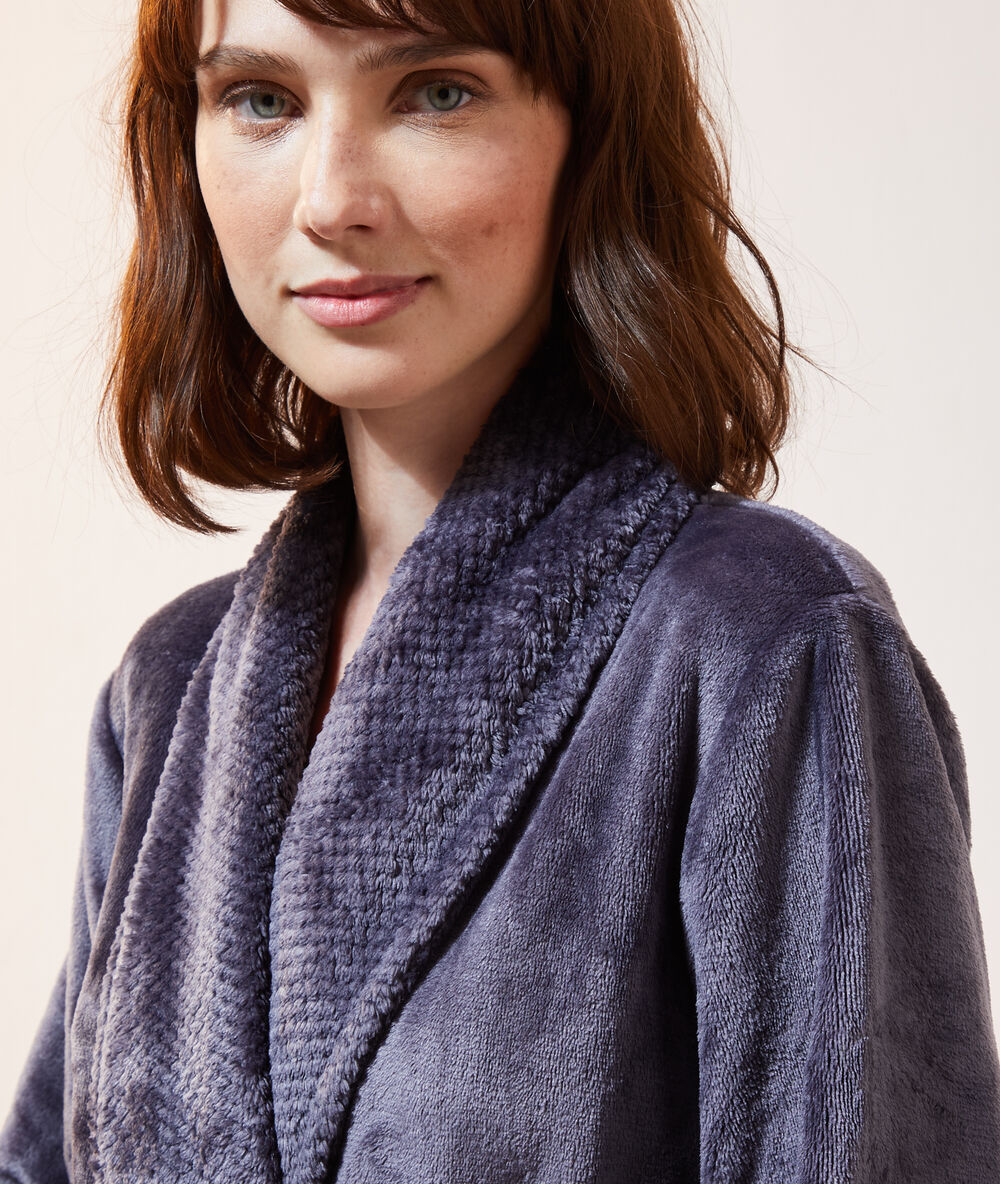 Déshabillé polaire long homewear indigo.