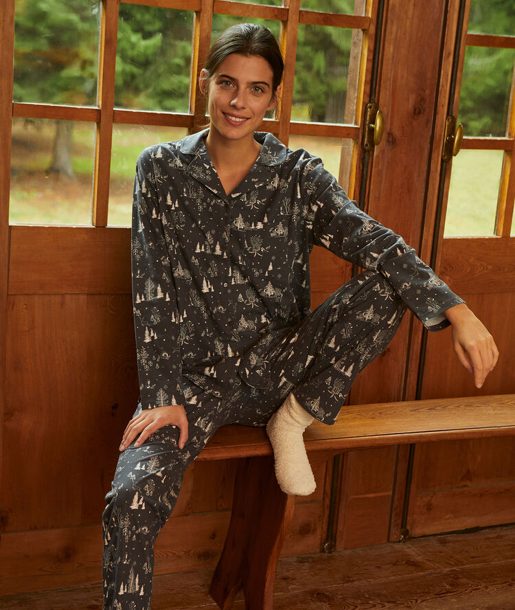 Chemise de pyjama imprimée gris fonce.