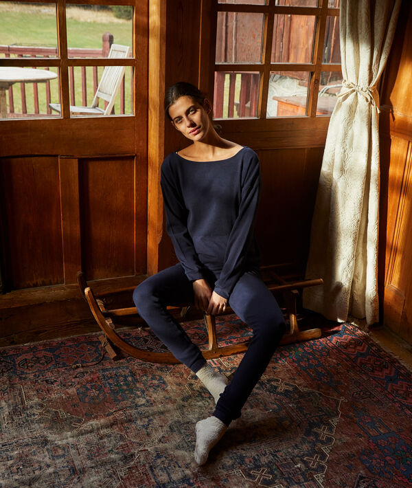Pantalon de pyjama à nouer marine.