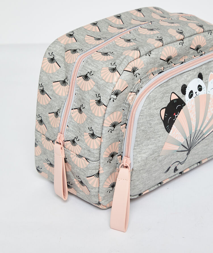 Trousse de toilette double gris.