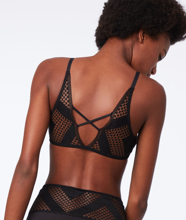 Brassière en dentelle résille, dos en V Brassière en dentelle résille, dos en V