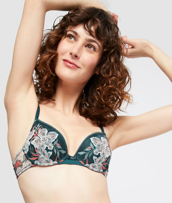 Soutien-gorge N°2 - Push-up Plongeant, dentelle imprimée Soutien-gorge N°2 - Push-up Plongeant, dentelle imprimée;${refinementColor}