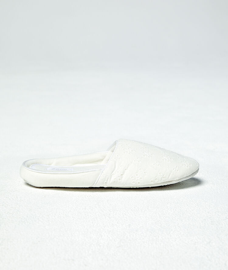 Mules détails guipure blanc.