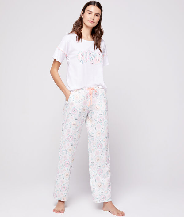 Pantalon imprimé ecru.