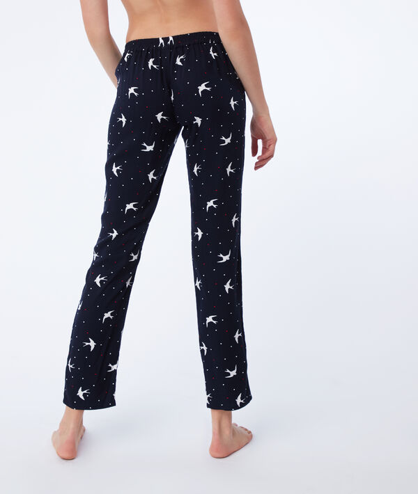 Pantalon imprimé bleu nuit.