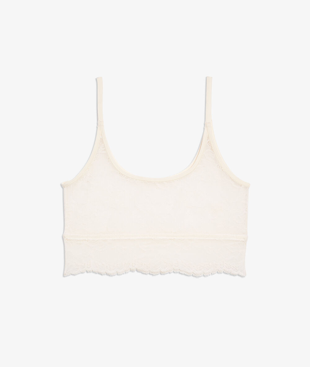 Brassière en dentelle extensible et éco-responsable ecru.