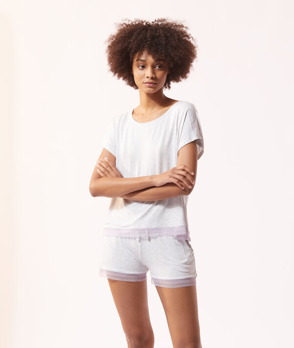 Top manches courtes bords dentelle Top manches courtes bords dentelle;${refinementColor}