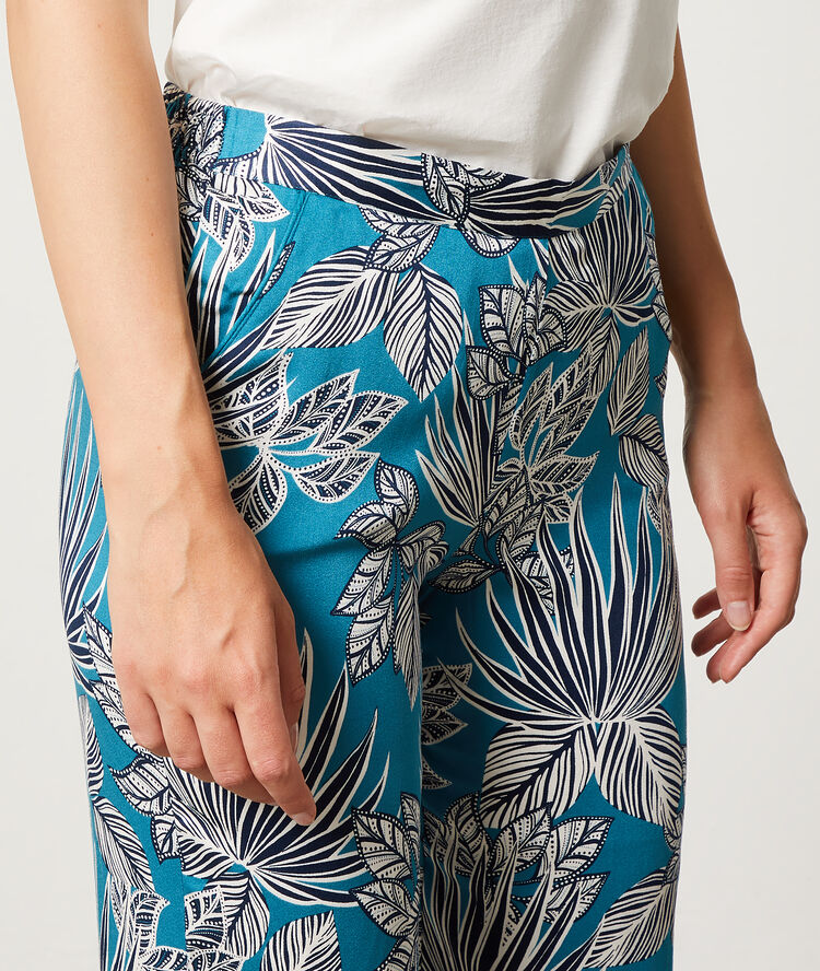 Pantalon imprimé bleu canard.