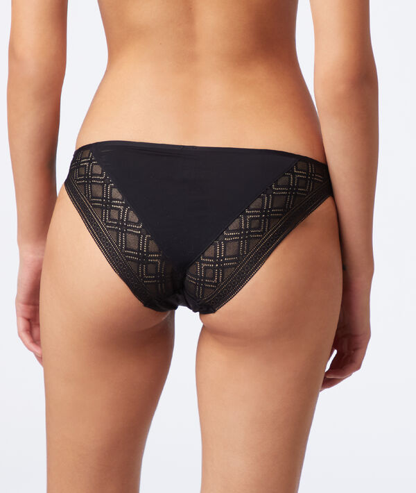 Culotte en micro et dentelle géométrique Culotte en micro et dentelle géométrique