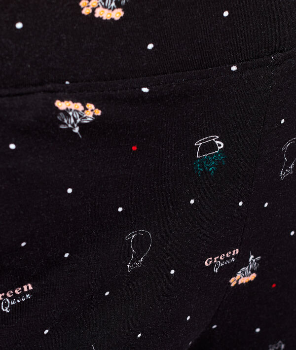 Pantalon imprimé en viscose éco-responsable noir.