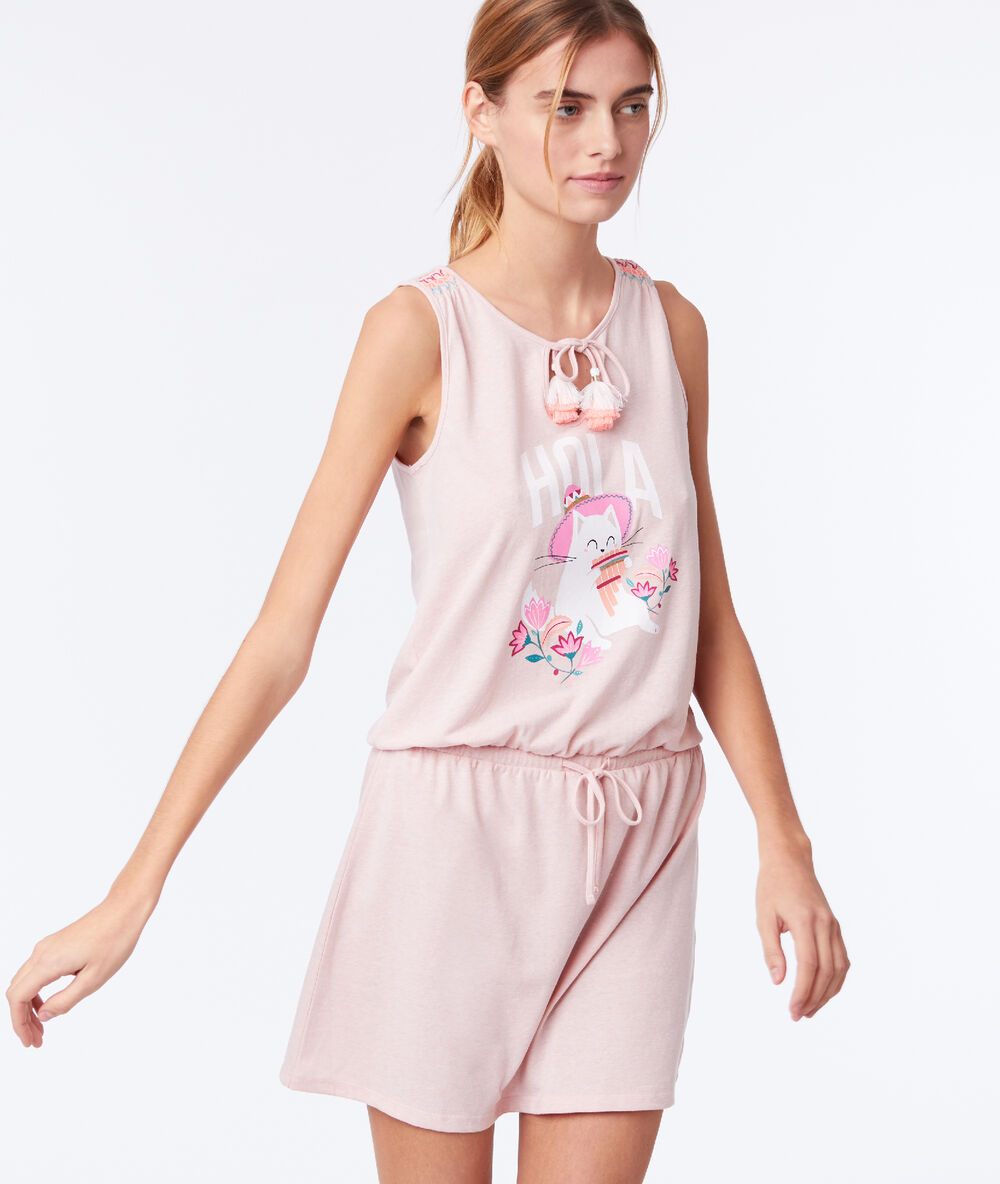 Chemise de nuit nouée "hola" rose.