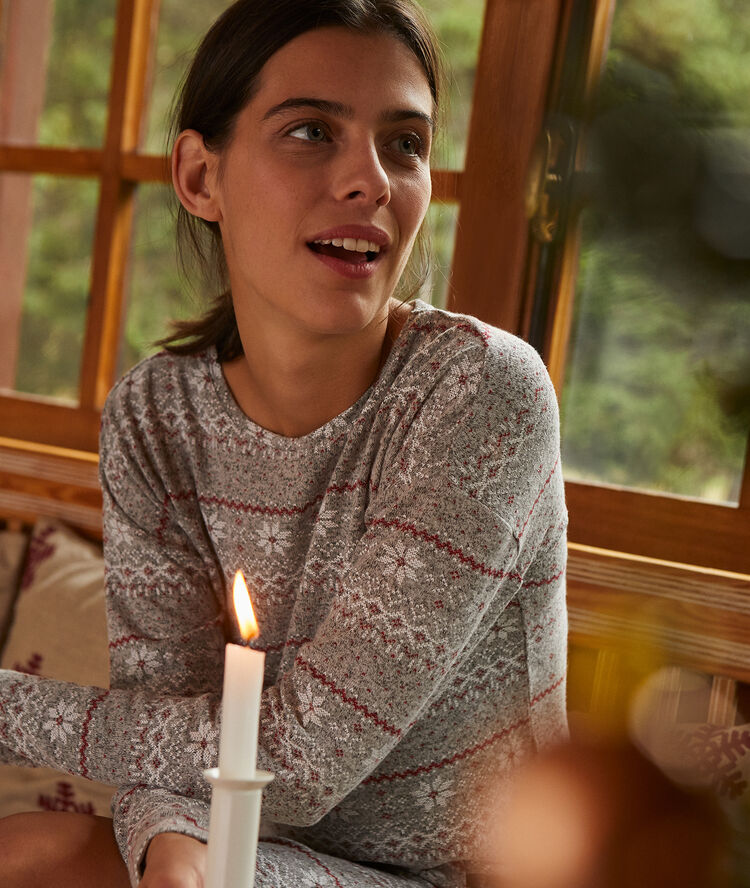 Chemise de nuit imprimée gris.