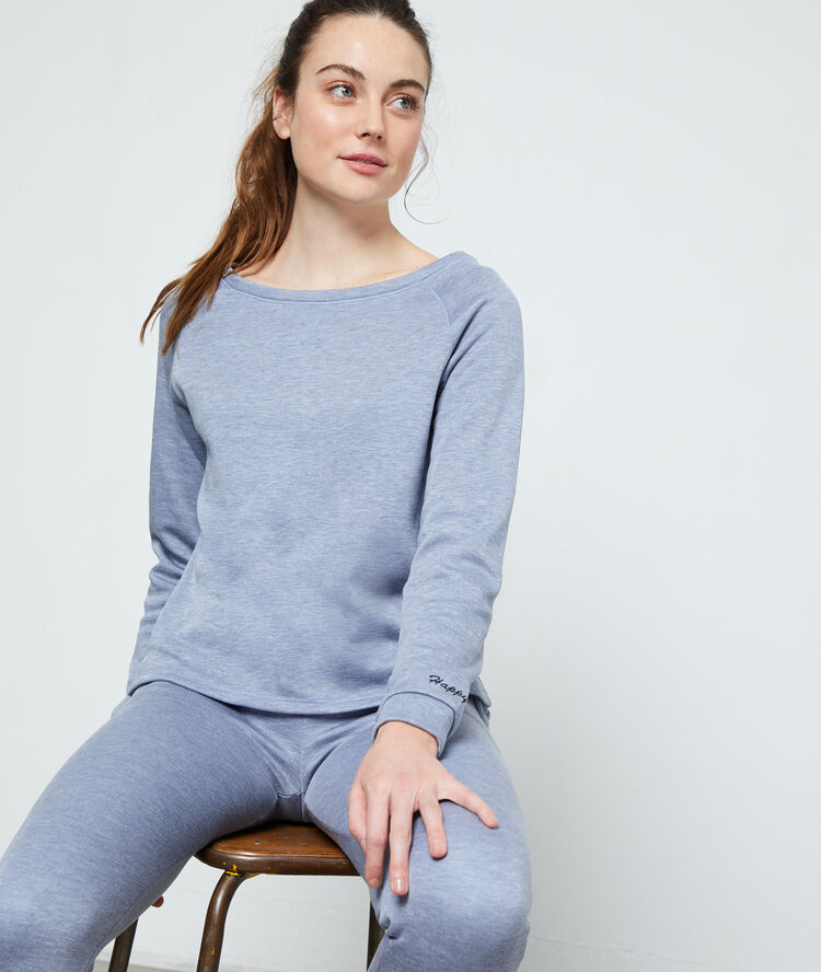 Top manches longues "happy mind" bleu.
